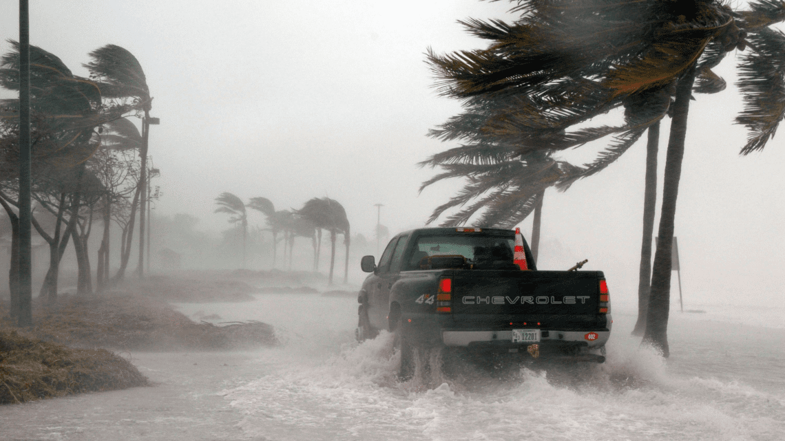 Pickup truck pictured during Florida Hurricane