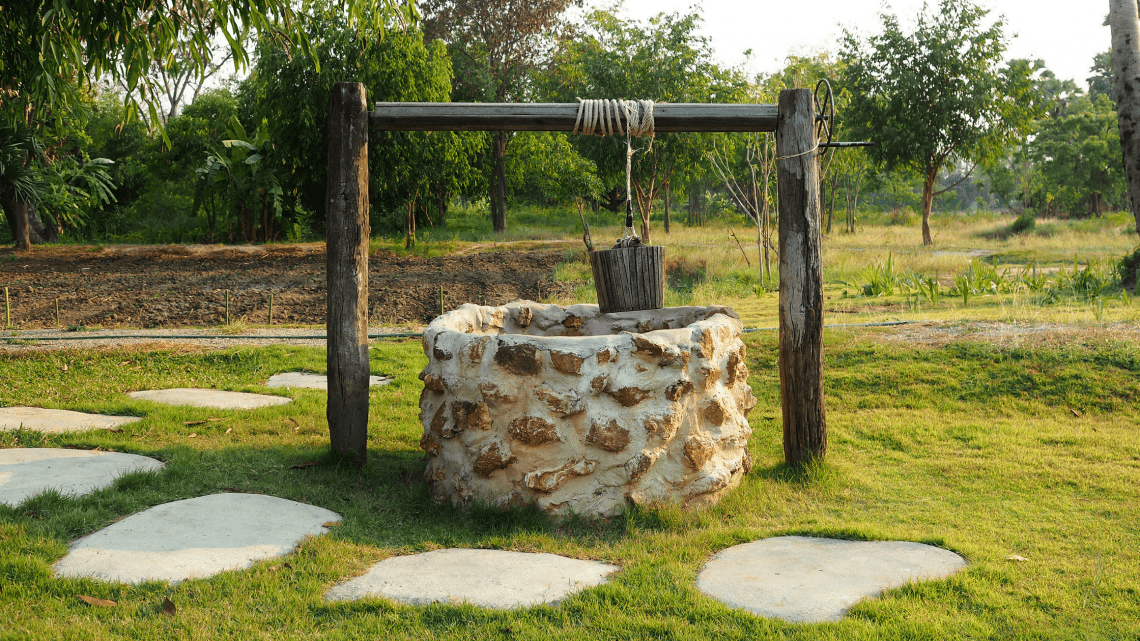 A well in a homeowner's backyard